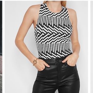 EXPRESS Body Contour Abstract Print Strappy Back Thong Bodysuit XL